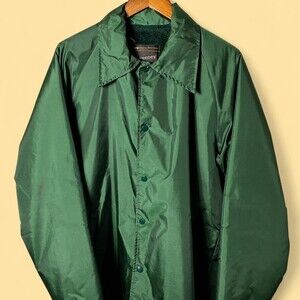 Vintage 70s Dark Green Jcpenney Fleece Lined Coaches Jacket Sz L